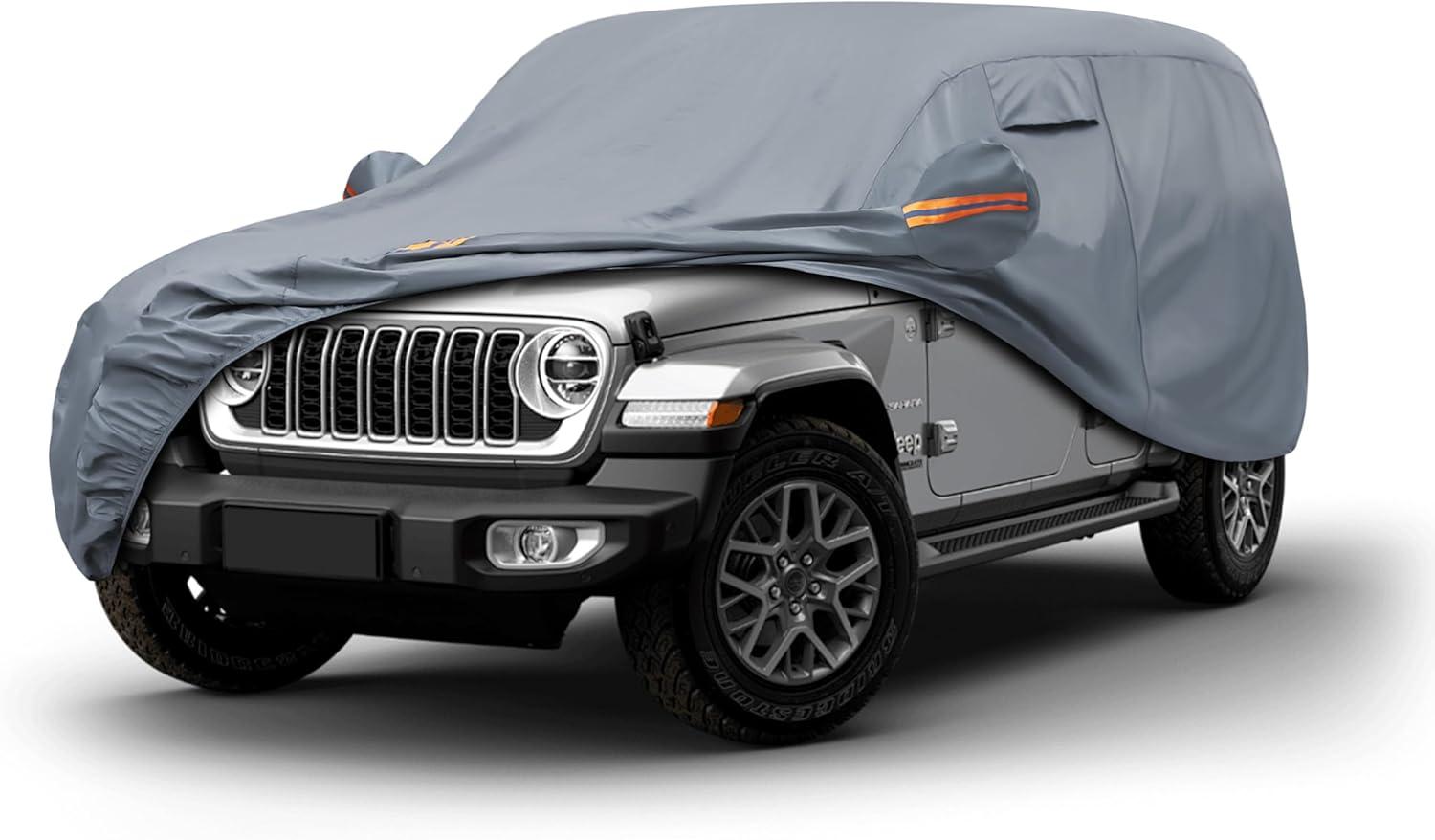 imageMORNYRAY Car Cover Compatible with Chevy Camaro Waterproof All Weather for Automobiles Outdoor Full Cover Rain Sun UV Protection with Zipper Cotton Grey Custom Fit Chevy CamaroGrey