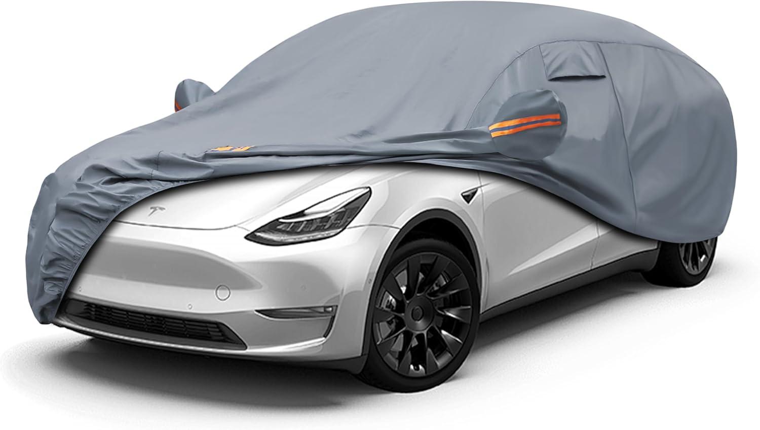 imageMORNYRAY Car Cover Compatible with Chevy Camaro Waterproof All Weather for Automobiles Outdoor Full Cover Rain Sun UV Protection with Zipper Cotton Grey Custom Fit Chevy CamaroGrey