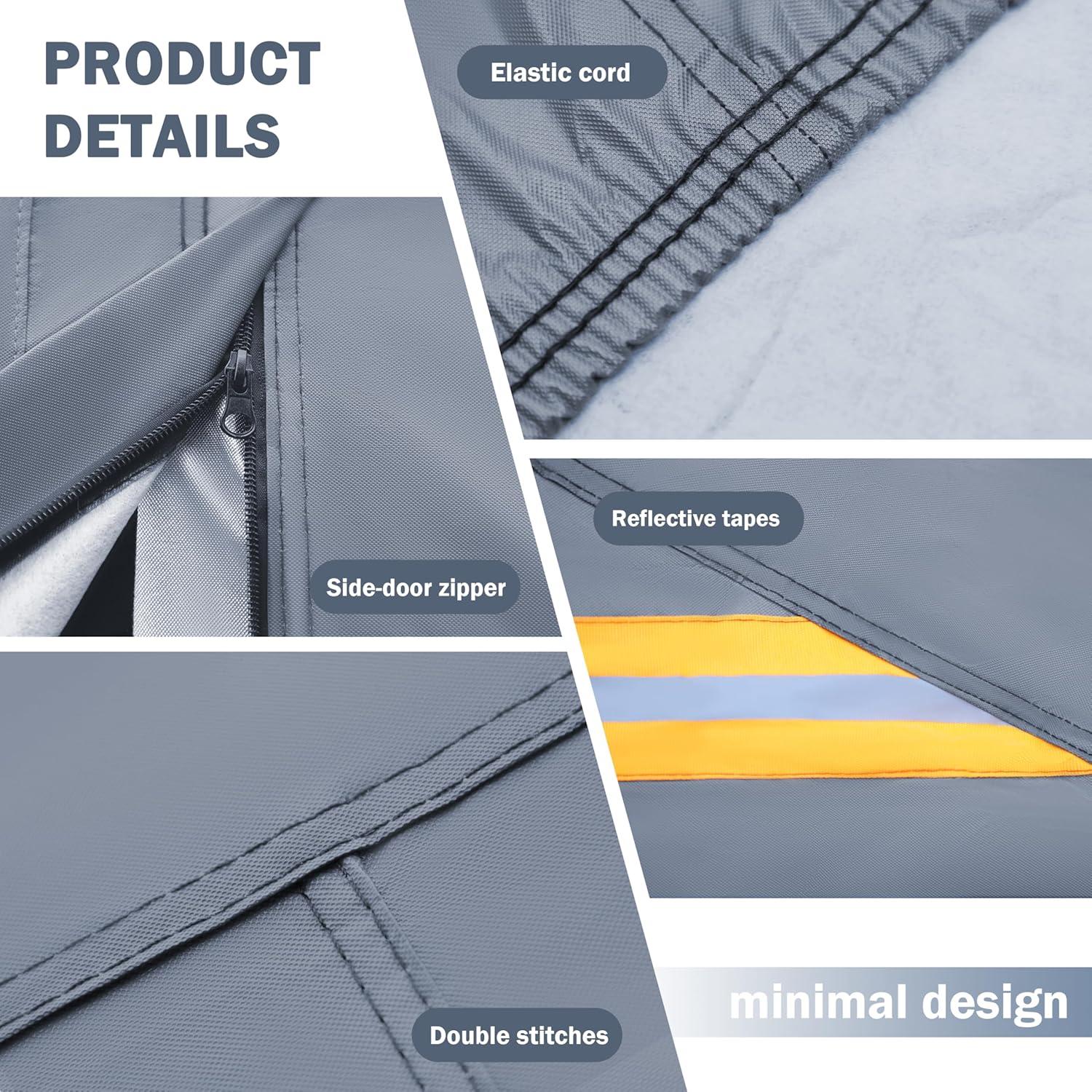 imageMORNYRAY Car Cover Compatible with Chevy Camaro Waterproof All Weather for Automobiles Outdoor Full Cover Rain Sun UV Protection with Zipper Cotton Grey Custom Fit Chevy CamaroGrey