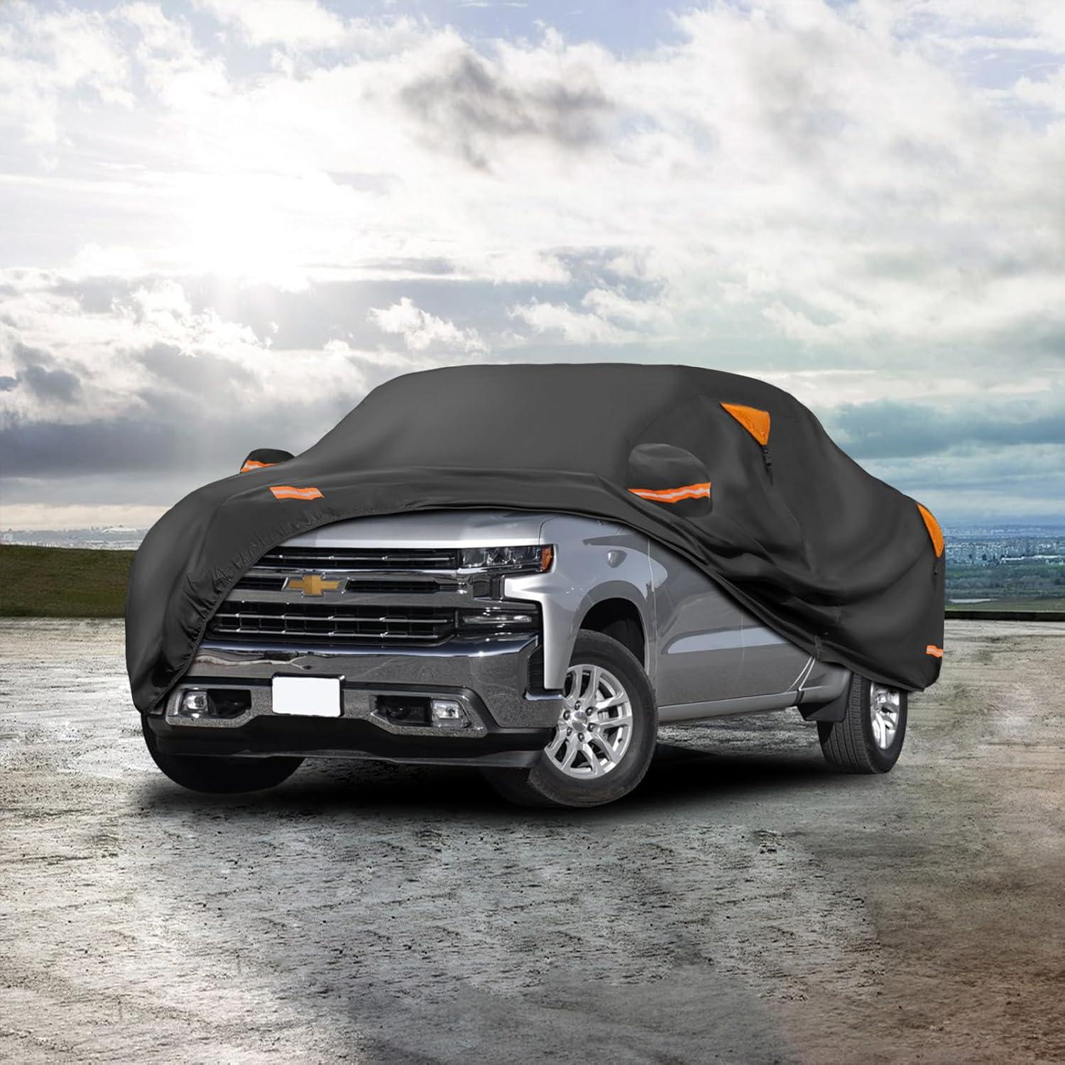 imageMORNYRAY Car Cover Compatible with Chevy Camaro Waterproof All Weather for Automobiles Outdoor Full Cover Rain Sun UV Protection with Zipper Cotton Grey Custom Fit Chevy CamaroBlack