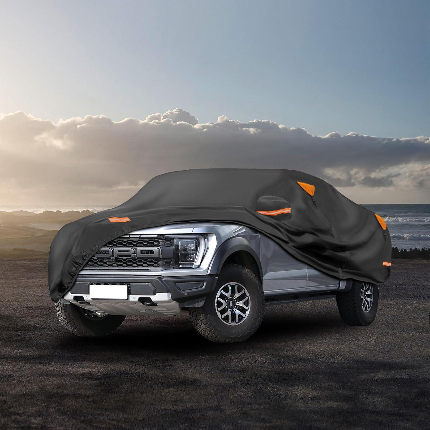 imageMORNYRAY Car Cover Compatible with Chevy Camaro Waterproof All Weather for Automobiles Outdoor Full Cover Rain Sun UV Protection with Zipper Cotton Grey Custom Fit Chevy CamaroBlack