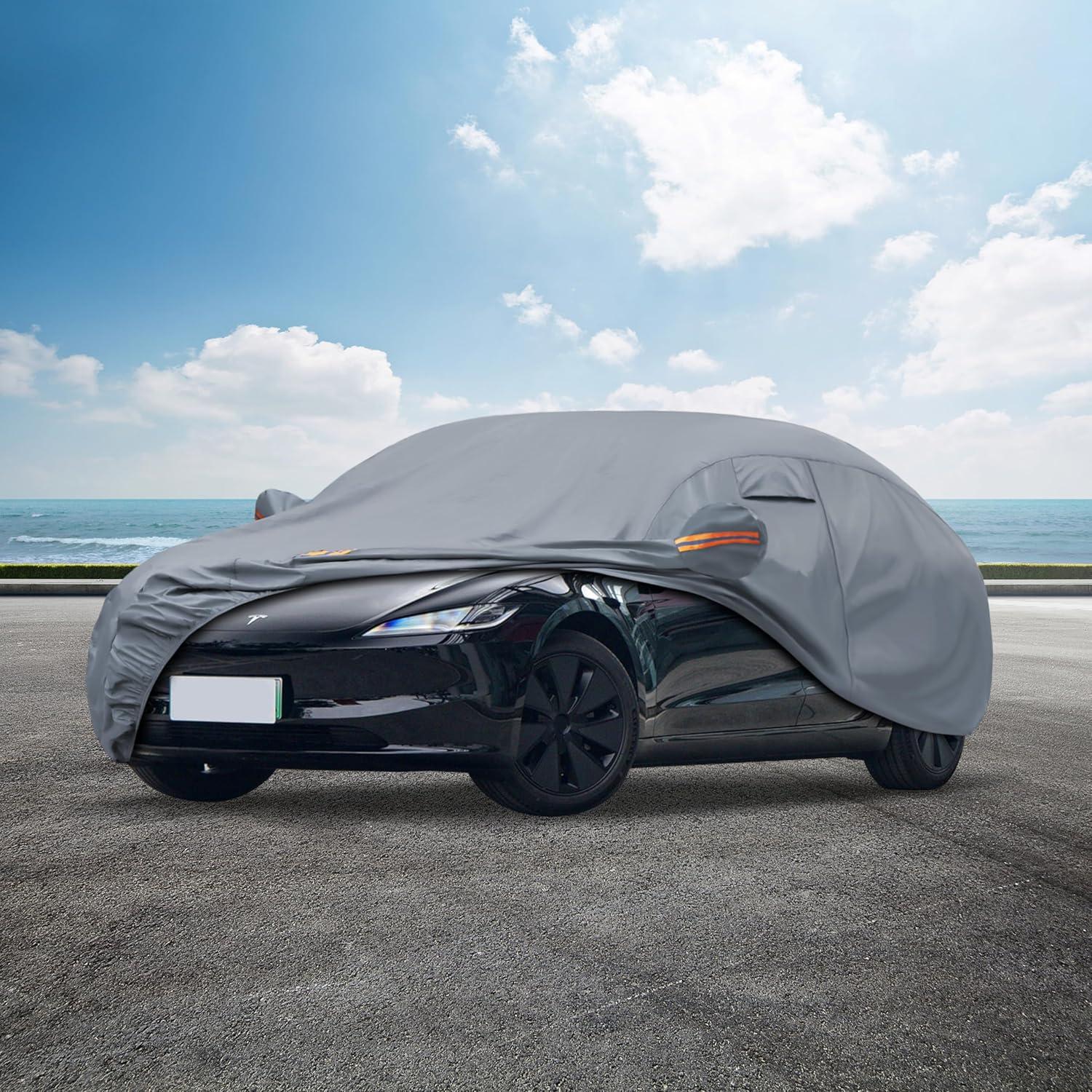 imageMORNYRAY Car Cover Compatible with Chevy Camaro Waterproof All Weather for Automobiles Outdoor Full Cover Rain Sun UV Protection with Zipper Cotton Grey Custom Fit Chevy CamaroGrey