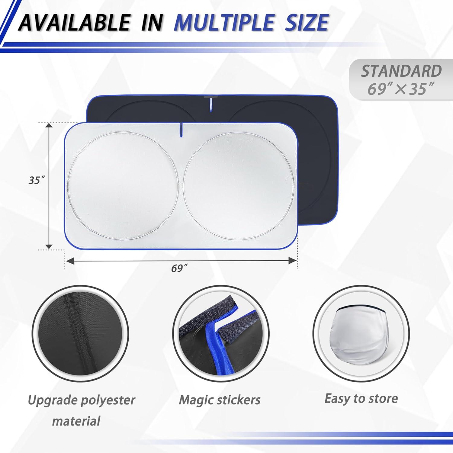 imageMORNYRAY Car Windshield Sun ShadeReflector Sunshade Offers Ultimate Protection for Car InteriorCool Reflective Sun BlockerFoldable Car Interior Accessories Black Medium Plus64 x 34 inchesBlack