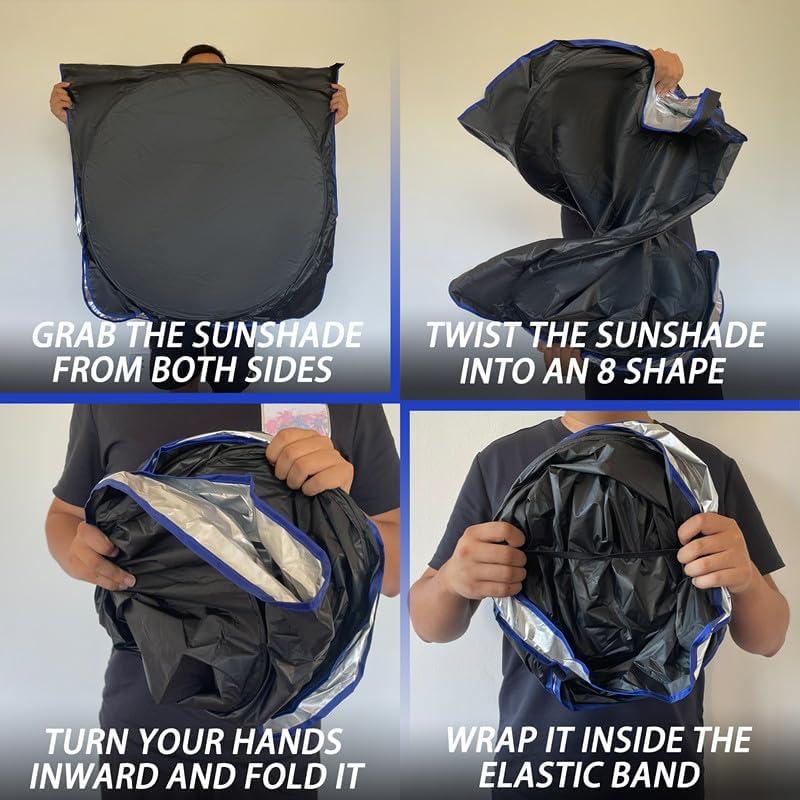 imageMORNYRAY Car Windshield Sun ShadeReflector Sunshade Offers Ultimate Protection for Car InteriorCool Reflective Sun BlockerFoldable Car Interior Accessories Black Medium Plus64 x 34 inchesBlack