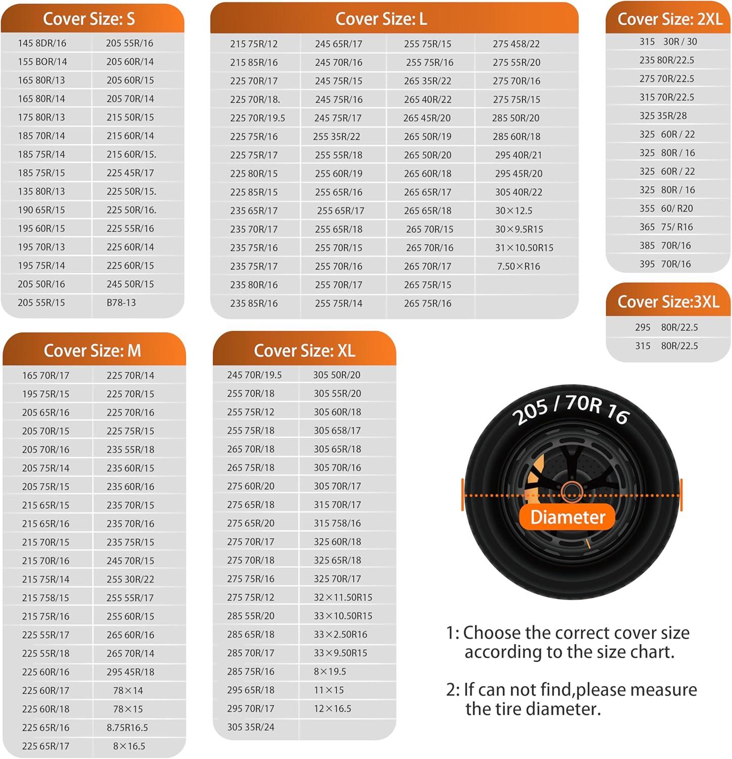 imageMORNYRAY Tire Covers 4 Pack  Tough Tire Wheel Protector for Truck TrailerSUV Trailer RVCamper Black M Fits Tire Diameters 262875Black