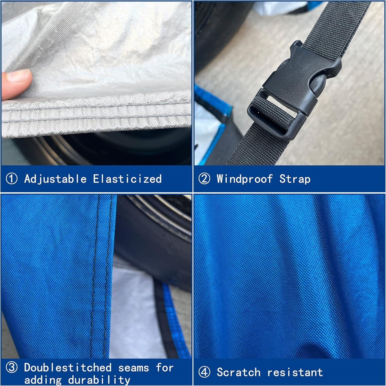 imageMORNYRAY Tire Covers 4 PackWaterproof AntiUV Snow Sun Rain Tire Covers for TruckRV SUV Trailer Camper Silver Fit 2729 Inch Tire DiametersSilver