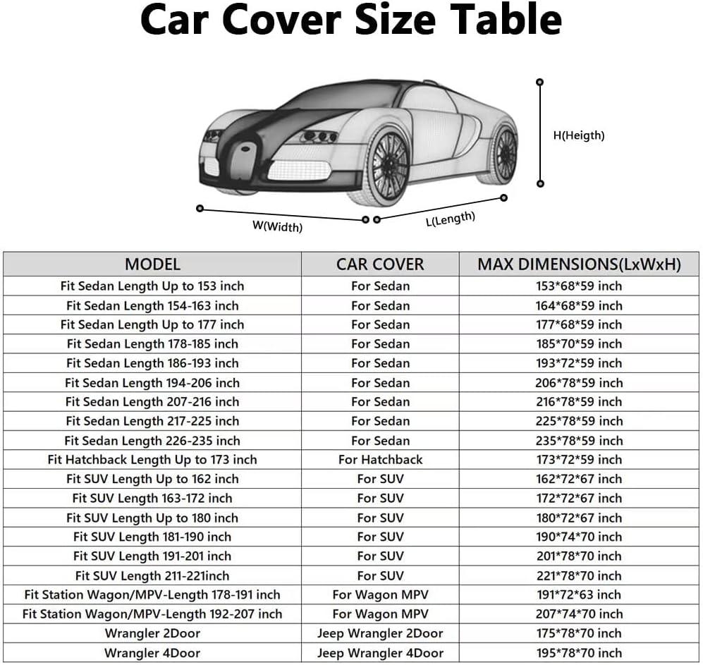 imageMORNYRAY Waterproof Car Cover All Weather Snowproof UV Protection Windproof Outdoor Full car Cover Universal Fit for Sedan Fit Sedan Length 194206 inch BlueAll black