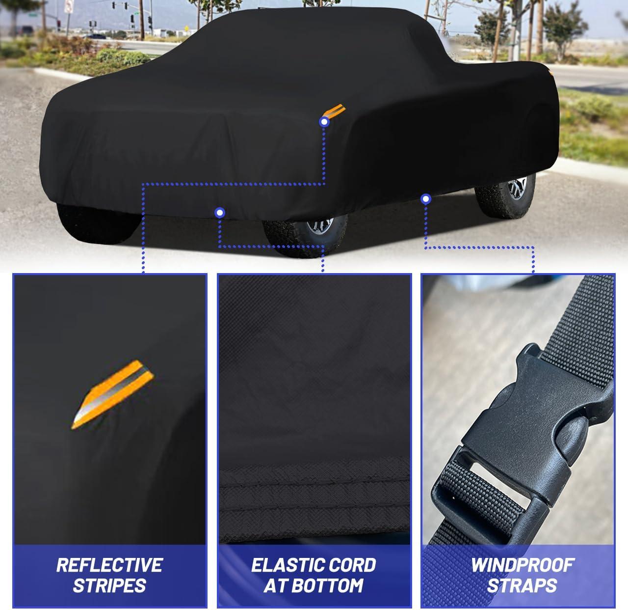 imageMORNYRAY Waterproof Car Cover All Weather Snowproof UV Protection Windproof Outdoor Full car Cover Universal Fit for Sedan Fit Sedan Length 194206 inch BlueAll black