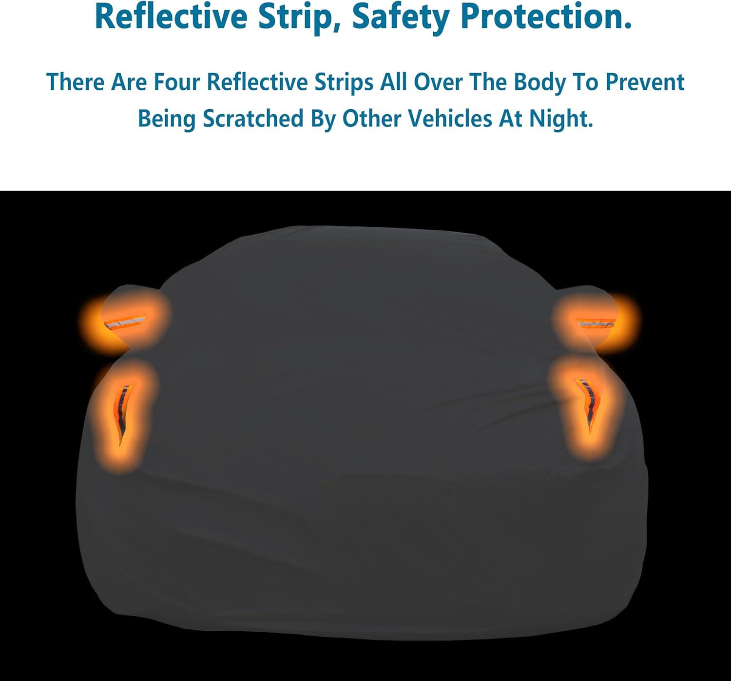 imageMORNYRAY Waterproof Car Cover All Weather Snowproof UV Protection Windproof Outdoor Full car Cover Universal Fit for Sedan Fit Sedan Length 194206 inch BlueAll silvery