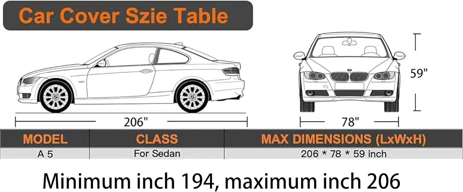 imageMORNYRAY Waterproof Car Cover All Weather Snowproof UV Protection Windproof Outdoor Full car Cover Universal Fit for Sedan Fit Sedan Length 194206 inch BlueBlue