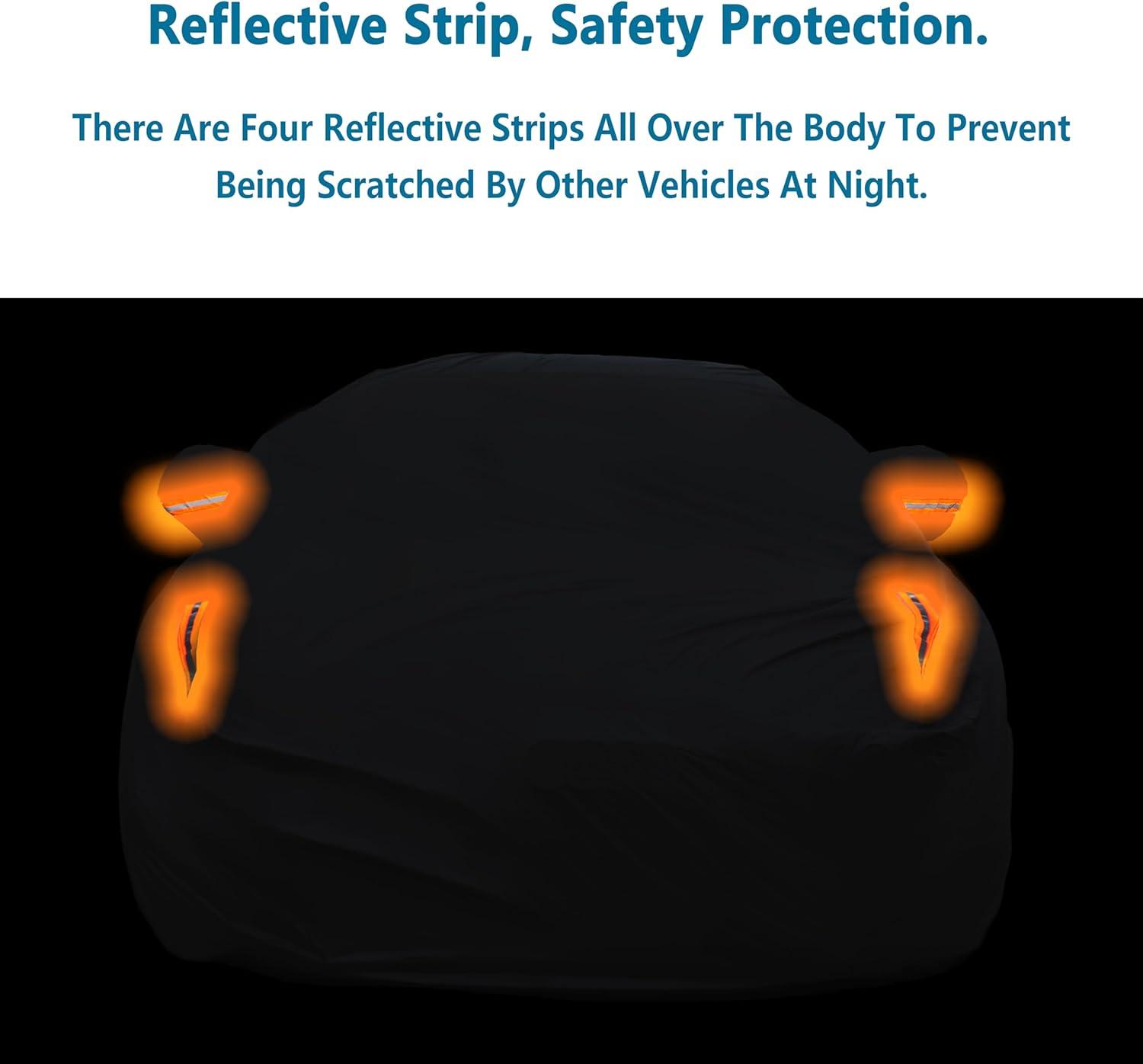 imageMORNYRAY Waterproof Car Cover All Weather Snowproof UV Protection Windproof Outdoor Full car Cover Universal Fit for Sedan Fit Sedan Length 194206 inch BlueAll black