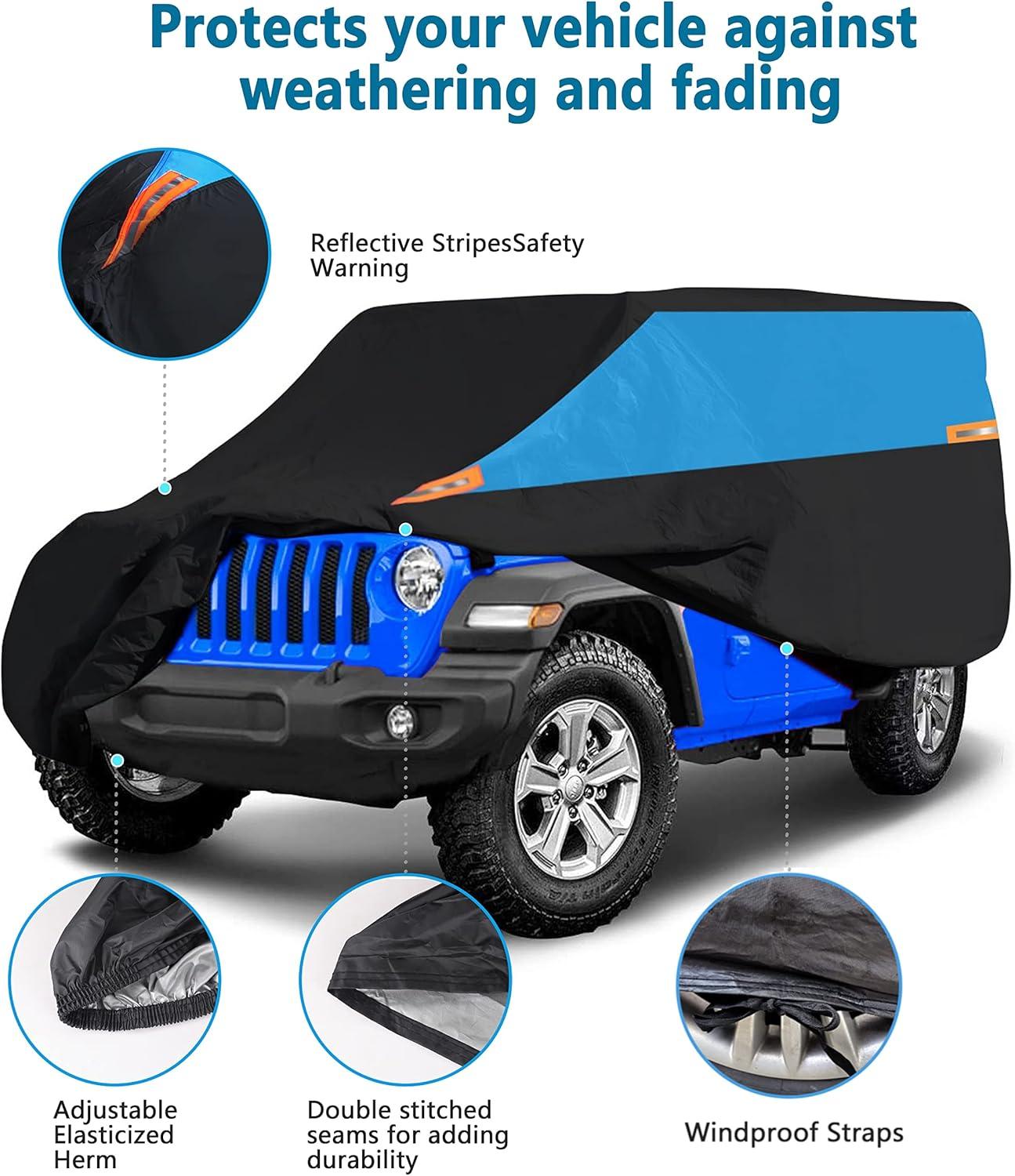 imageMORNYRAY Waterproof Car Cover All Weather Snowproof UV Protection Windproof Outdoor Full car Cover Universal Fit for Sedan Fit Sedan Length 194206 inch BlueBlue