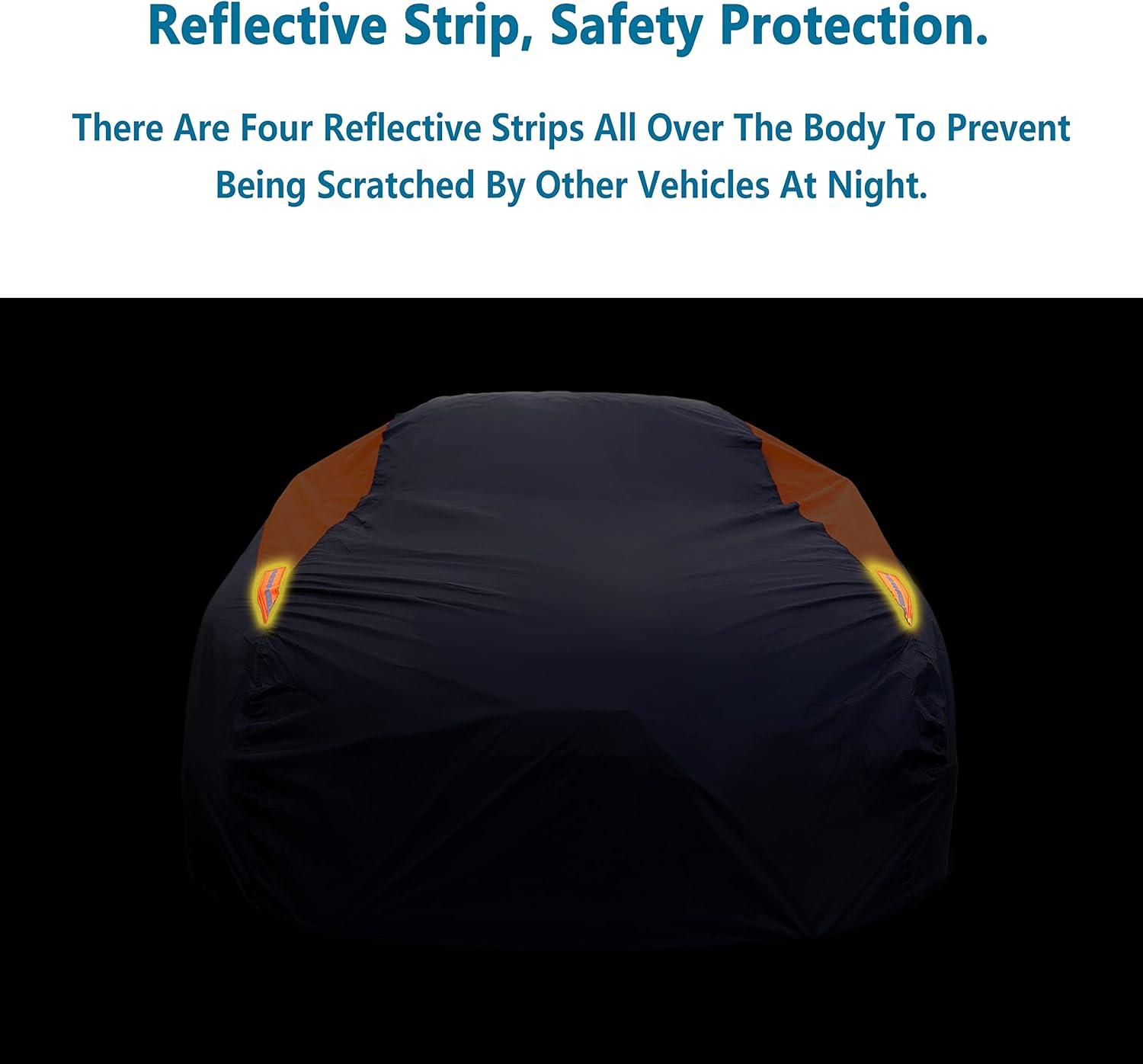 imageMORNYRAY Waterproof Car Cover All Weather Snowproof UV Protection Windproof Outdoor Full car Cover Universal Fit for Sedan Fit Sedan Length 194206 inch BlueOrange