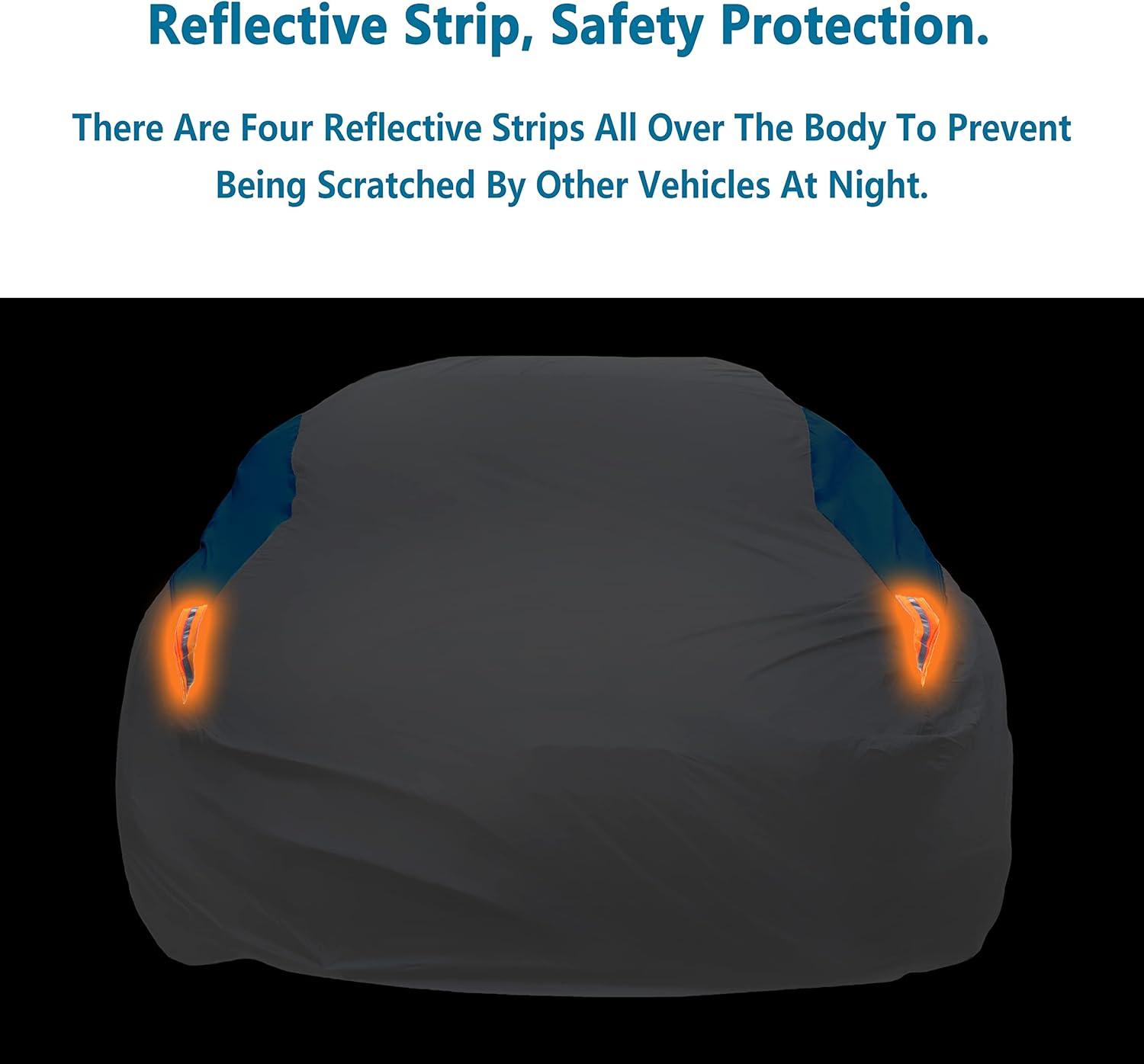 imageMORNYRAY Waterproof Car Cover All Weather Snowproof UV Protection Windproof Outdoor Full car Cover Universal Fit for Sedan Fit Sedan Length 194206 inch BlueSilvery