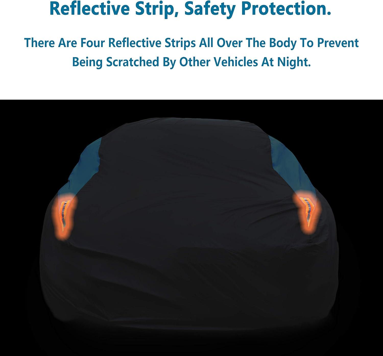 imageMORNYRAY Waterproof Car Cover All Weather Snowproof UV Protection Windproof Outdoor Full car Cover Universal Fit for Sedan Fit Sedan Length 194206 inch BlueBlue