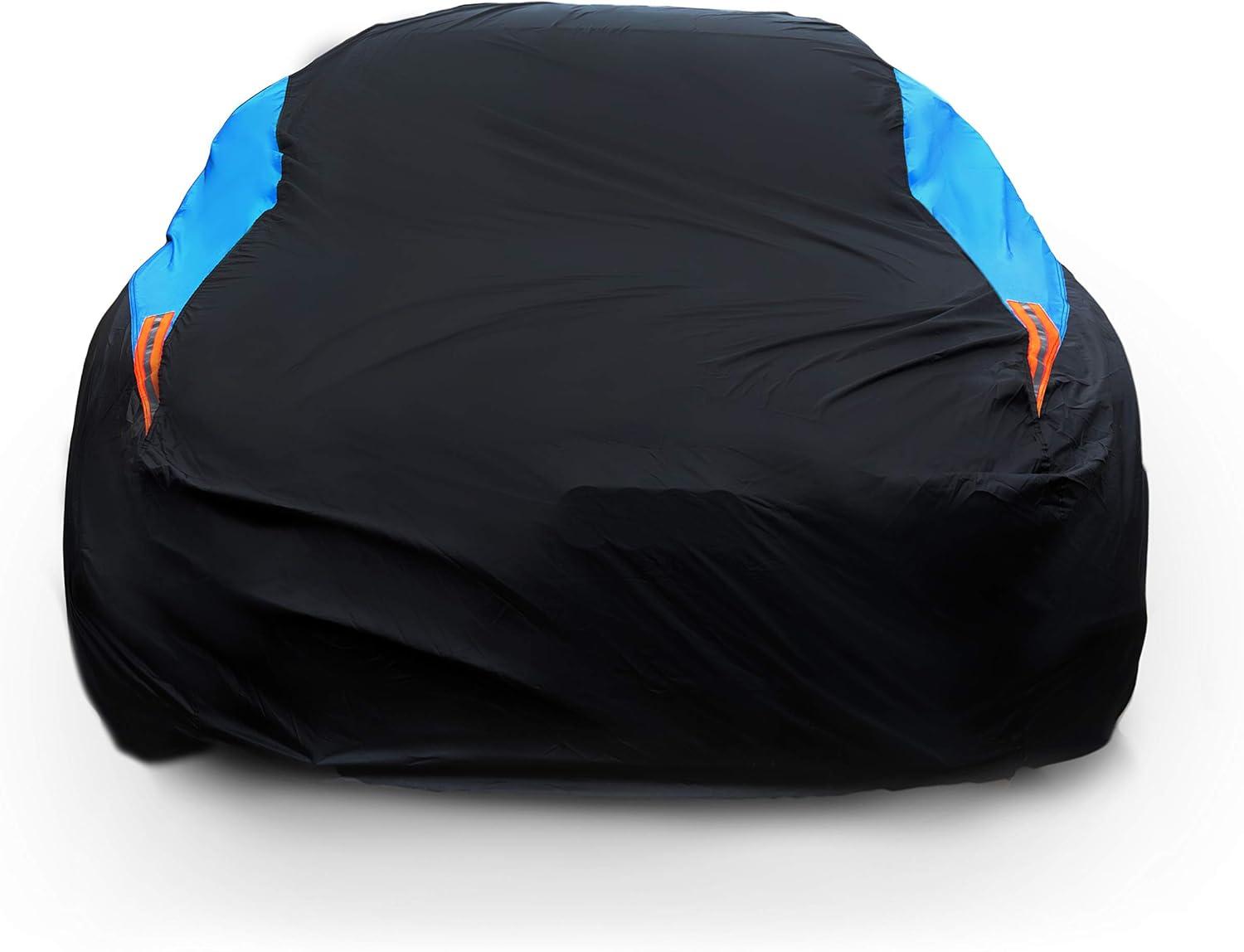 imageMORNYRAY Waterproof Car Cover All Weather Snowproof UV Protection Windproof Outdoor Full car Cover Universal Fit for Sedan Fit Sedan Length 194206 inch BlueBlue