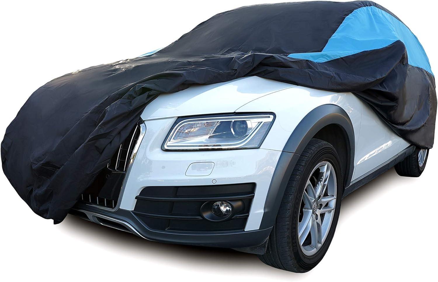 imageMORNYRAY Waterproof Car Cover All Weather Snowproof UV Protection Windproof Outdoor Full car Cover Universal Fit for Sedan Fit Sedan Length 194206 inch BlueBlue