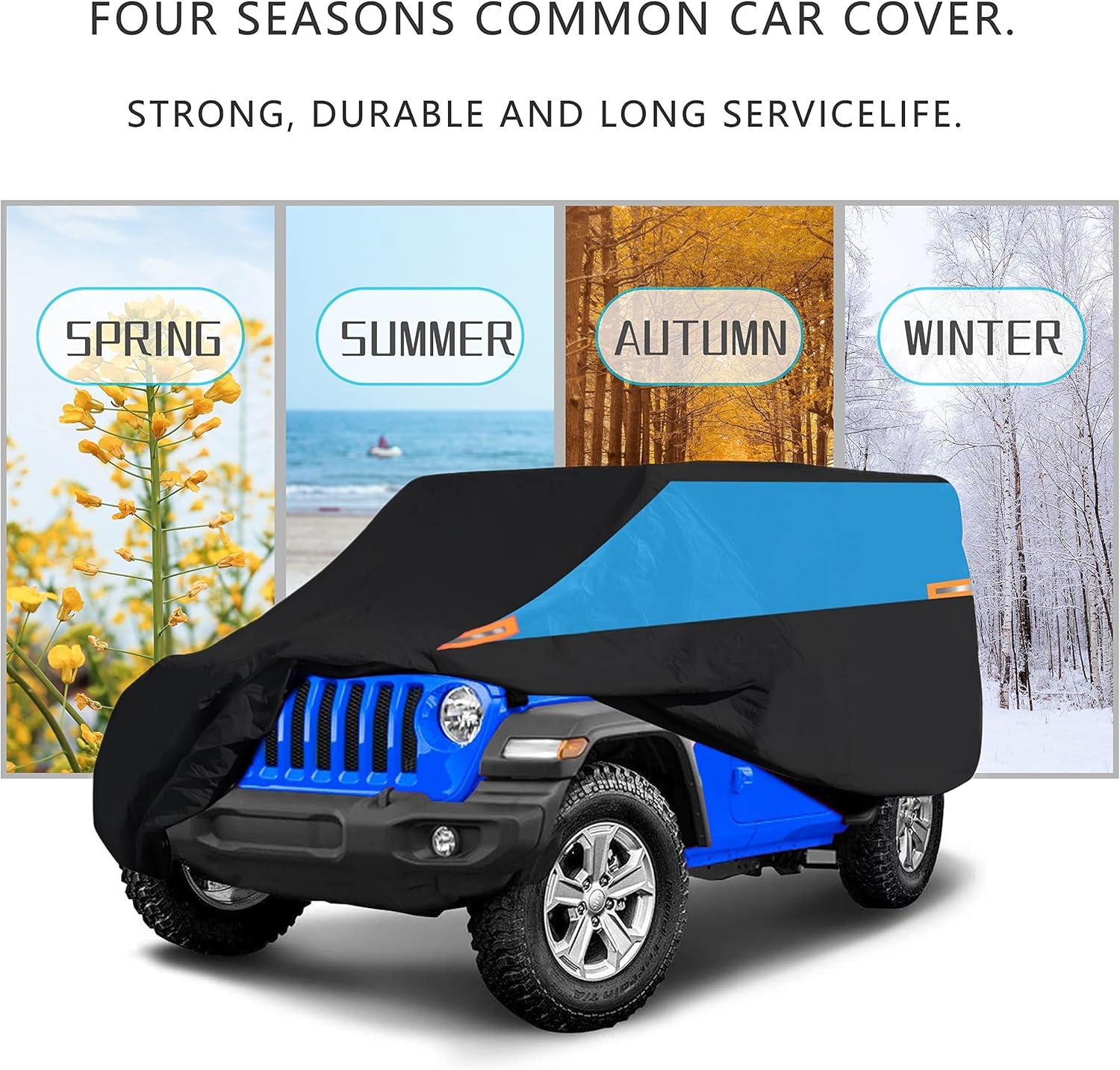 imageMORNYRAY Waterproof Car Cover All Weather Snowproof UV Protection Windproof Outdoor Full car Cover Universal Fit for Sedan Fit Sedan Length 194206 inch BlueBlue