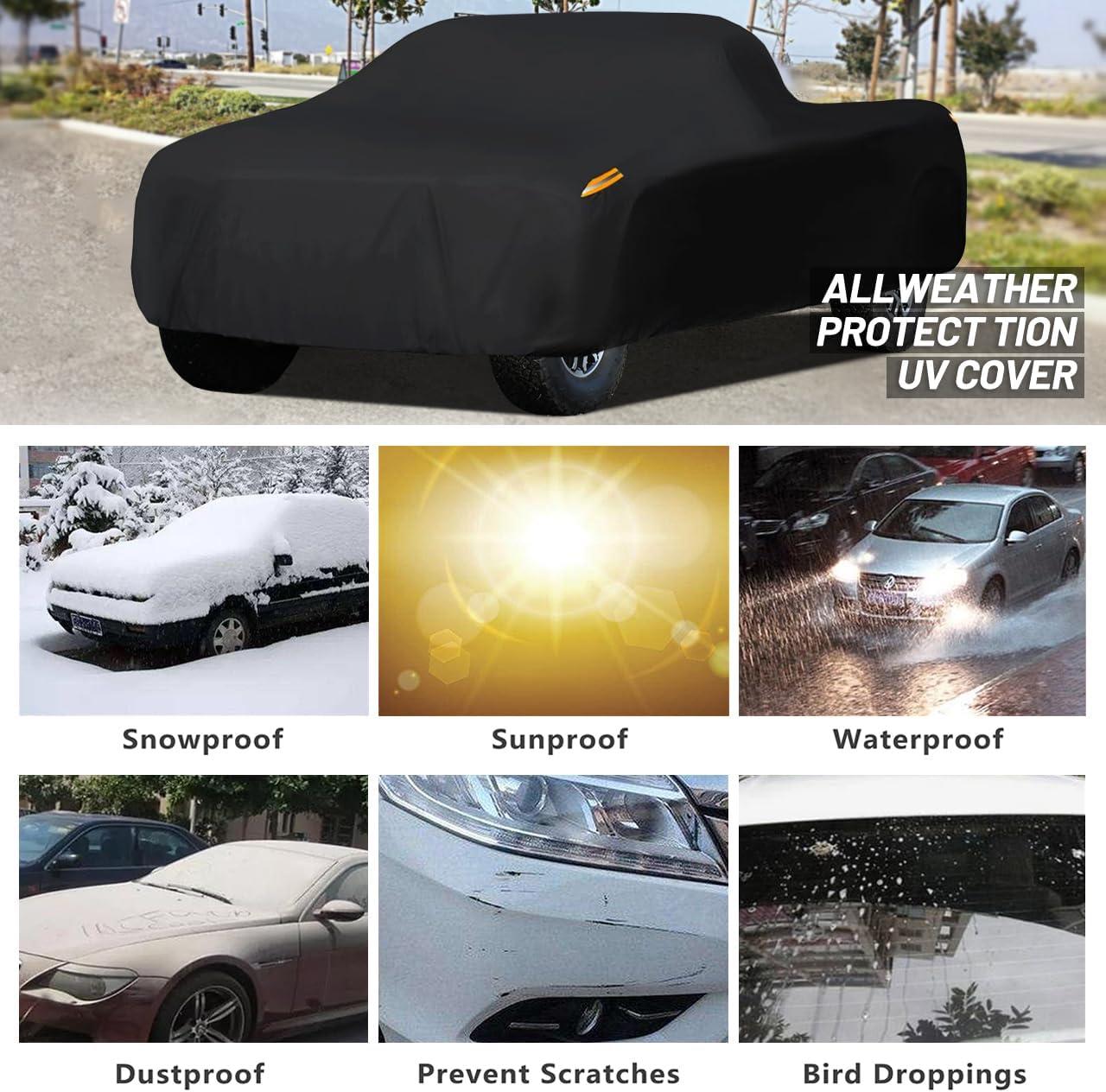 imageMORNYRAY Waterproof Car Cover All Weather Snowproof UV Protection Windproof Outdoor Full car Cover Universal Fit for Sedan Fit Sedan Length 194206 inch BlueAll black