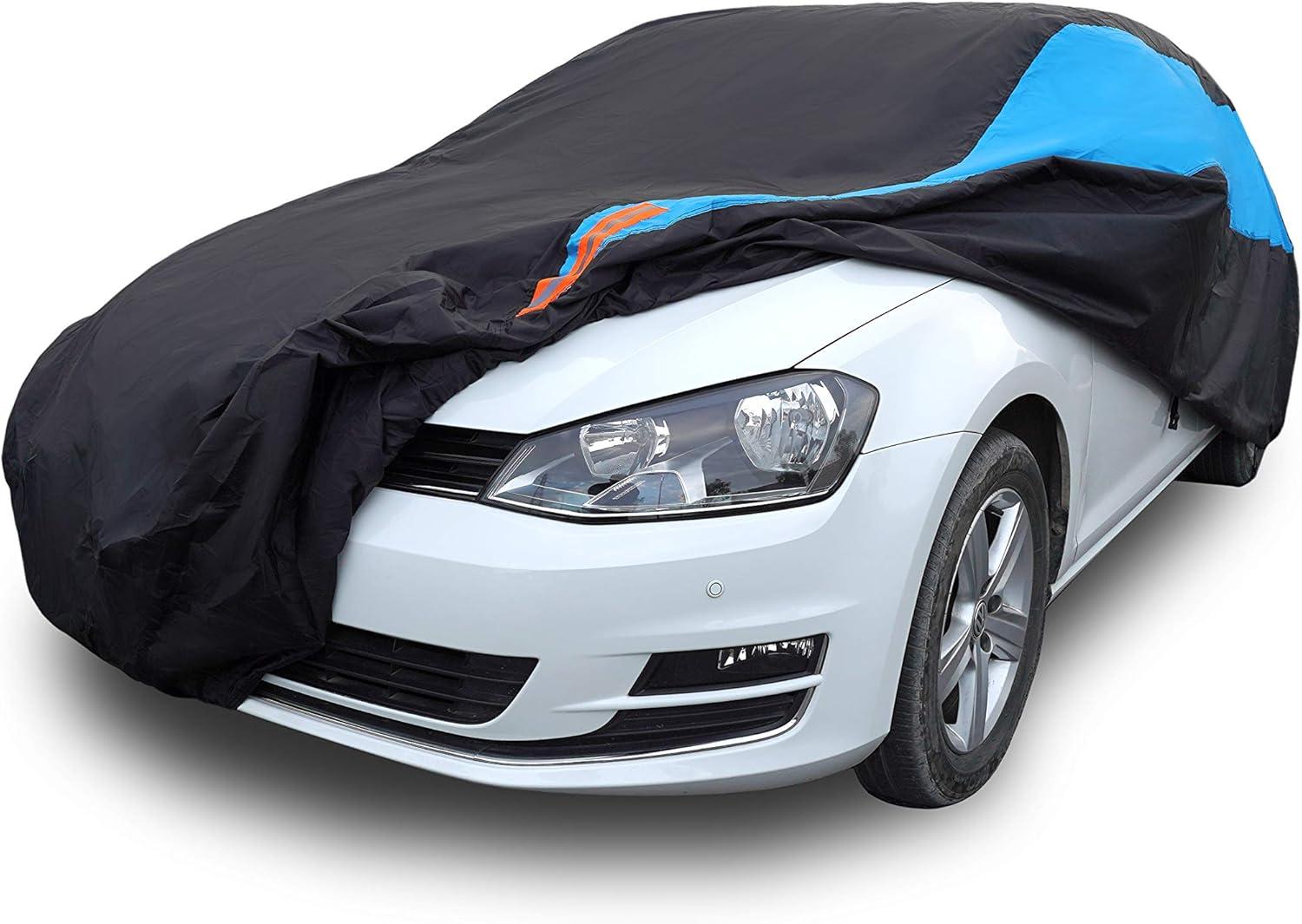 imageMORNYRAY Waterproof Car Cover All Weather Snowproof UV Protection Windproof Outdoor Full car Cover Universal Fit for Sedan Fit Sedan Length 194206 inch BlueBlue