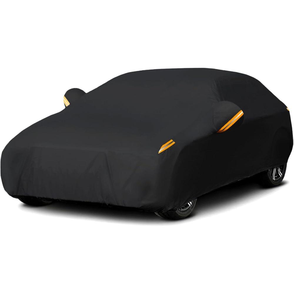 imageMORNYRAY Waterproof Car Cover All Weather Snowproof UV Protection Windproof Outdoor Full car Cover Universal Fit for Sedan Fit Sedan Length 194206 inch BlueAll black
