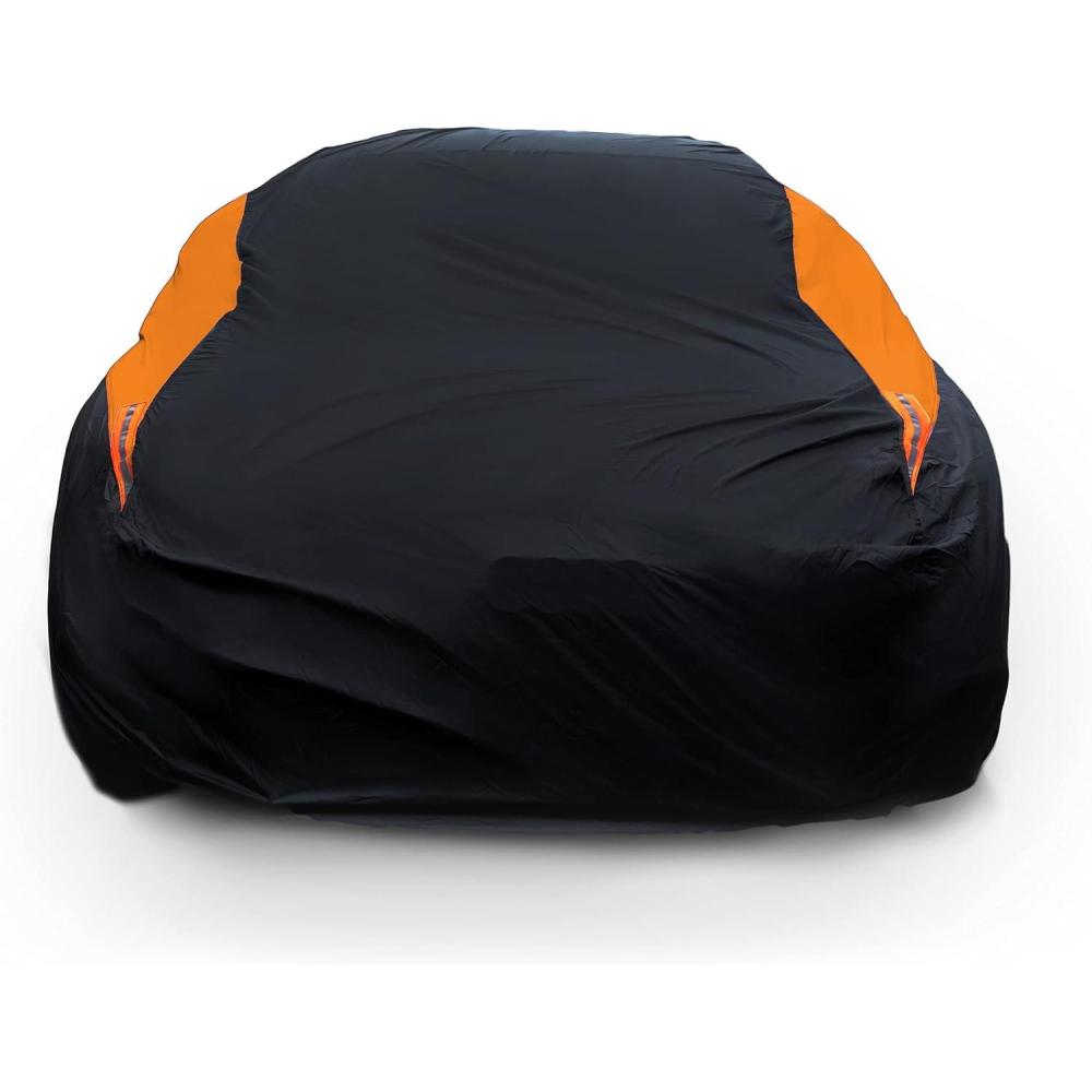 imageMORNYRAY Waterproof Car Cover All Weather Snowproof UV Protection Windproof Outdoor Full car Cover Universal Fit for Sedan Fit Sedan Length 194206 inch BlueOrange