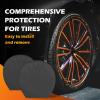 imageMORNYRAY Tire Covers 4 PackWaterproof AntiUV Snow Sun Rain Tire Covers for TruckRV SUV Trailer Camper Silver Fit 2729 Inch Tire DiametersFourBlackTire Covers