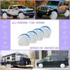 imageMORNYRAY Tire Covers 4 PackWaterproof AntiUV Snow Sun Rain Tire Covers for TruckRV SUV Trailer Camper Silver Fit 2729 Inch Tire DiametersSilver