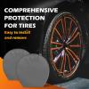 imageMORNYRAY Tire Covers 4 PackWaterproof AntiUV Snow Sun Rain Tire Covers for TruckRV SUV Trailer Camper Silver Fit 2729 Inch Tire DiametersTwoGreyTire Covers