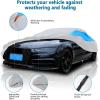 imageMORNYRAY Waterproof Car Cover All Weather Snowproof UV Protection Windproof Outdoor Full car Cover Universal Fit for Sedan Fit Sedan Length 194206 inch BlueSilvery