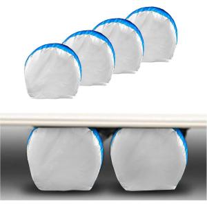 imageMORNYRAY Tire Covers 4 PackWaterproof AntiUV Snow Sun Rain Tire Covers for TruckRV SUV Trailer Camper Silver Fit 2729 Inch Tire DiametersSilver