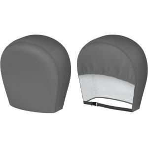 imageMORNYRAY Tire Covers 4 PackWaterproof AntiUV Snow Sun Rain Tire Covers for TruckRV SUV Trailer Camper Silver Fit 2729 Inch Tire DiametersTwoGreyTire Covers