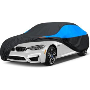 imageMORNYRAY Waterproof Car Cover All Weather Snowproof UV Protection Windproof Outdoor Full car Cover Universal Fit for Sedan Fit Sedan Length 194206 inch BlueBlue